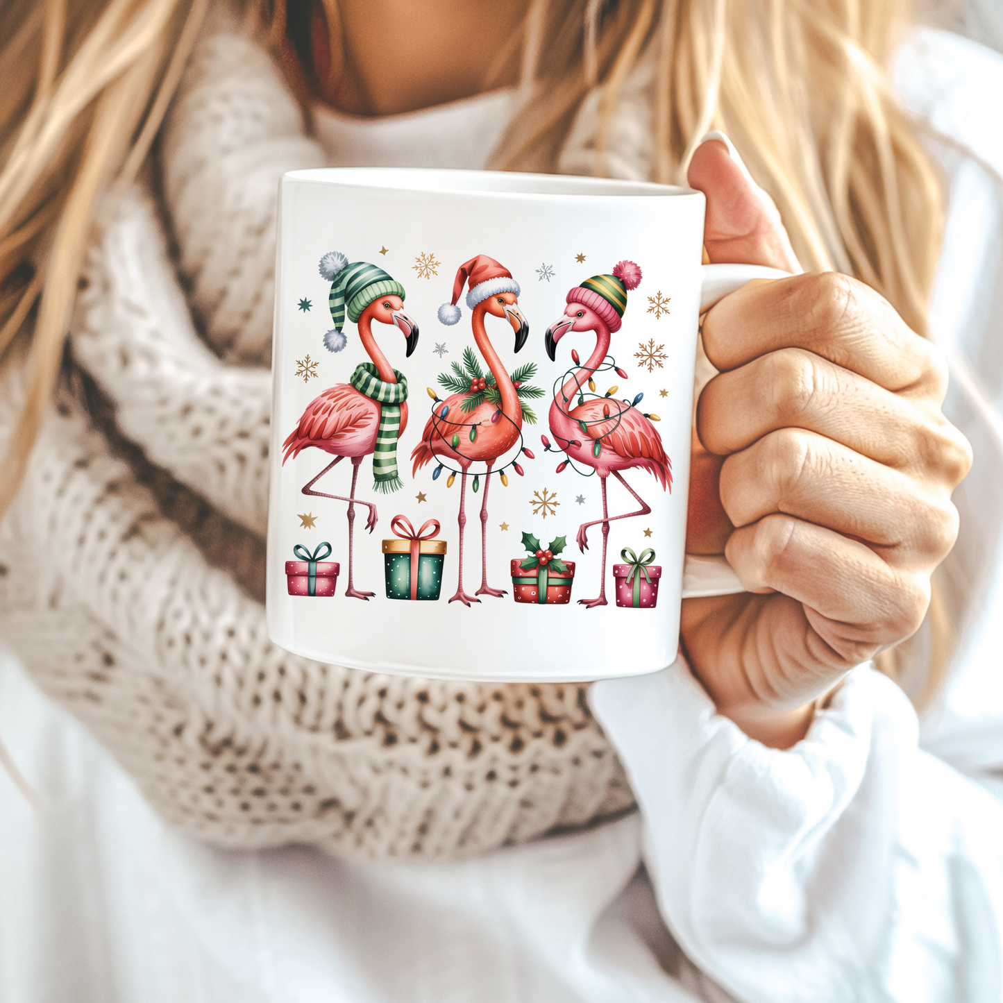 Festive Flamingo Christmas Mug