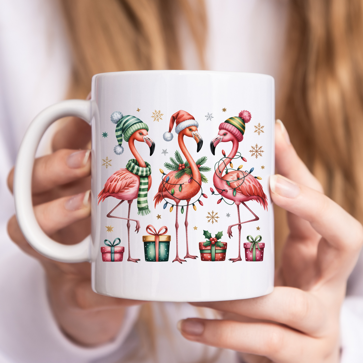 Festive Flamingo Christmas Mug
