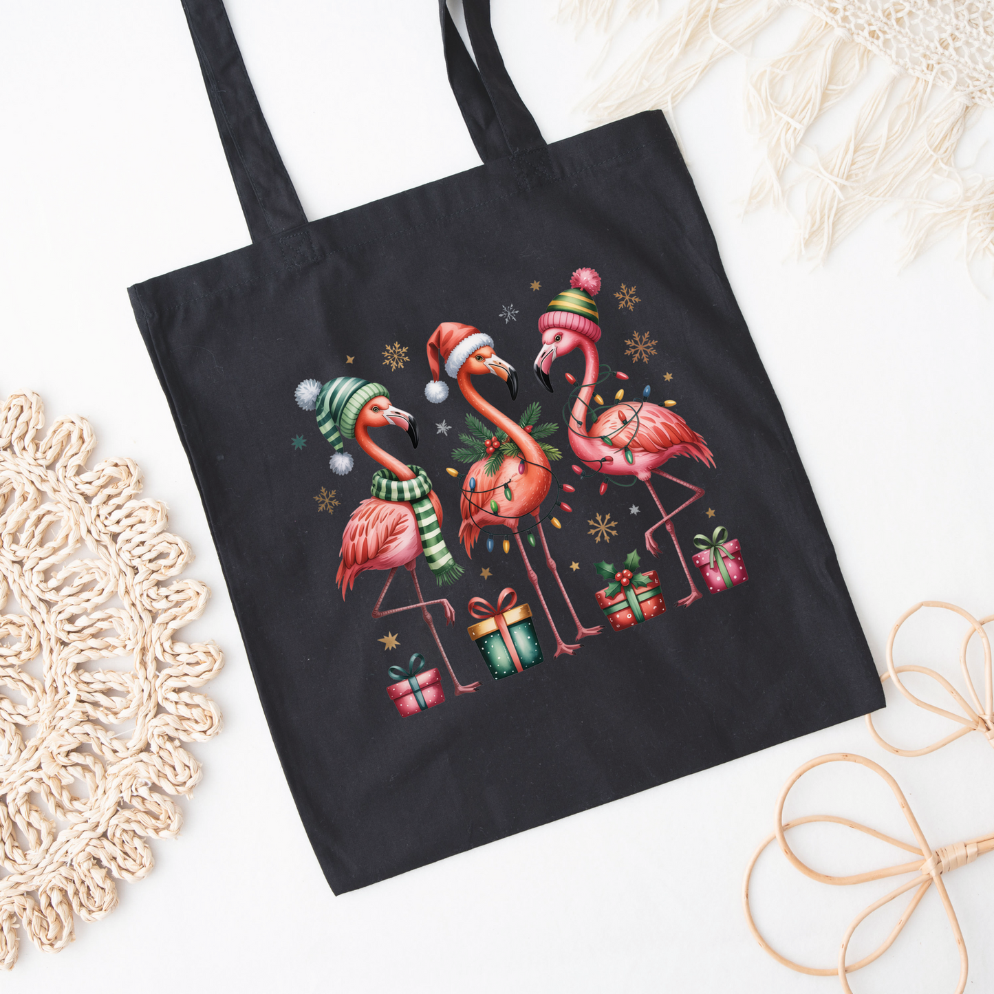 Flamingo Christmas Tote Bag