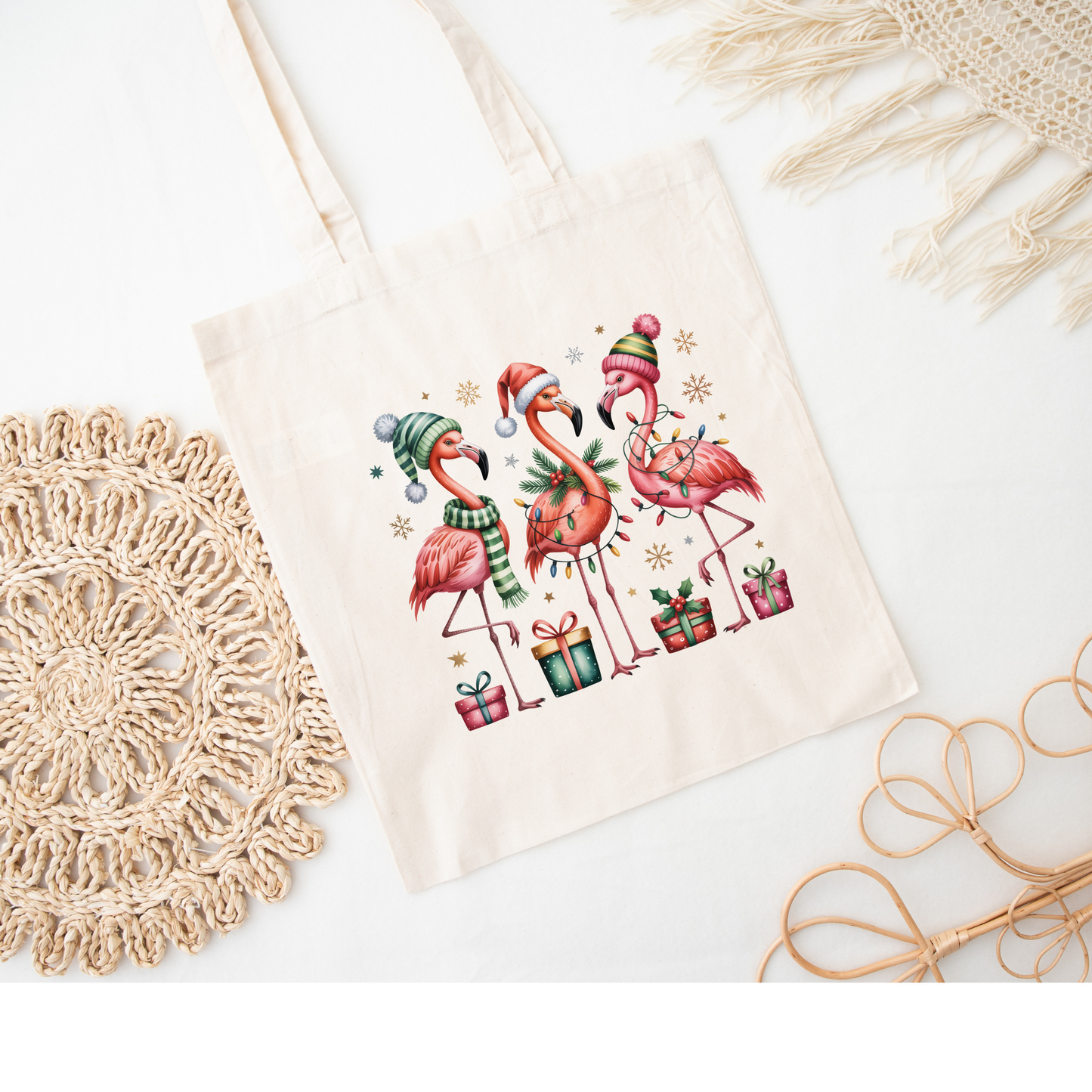 Flamingo Christmas Tote Bag