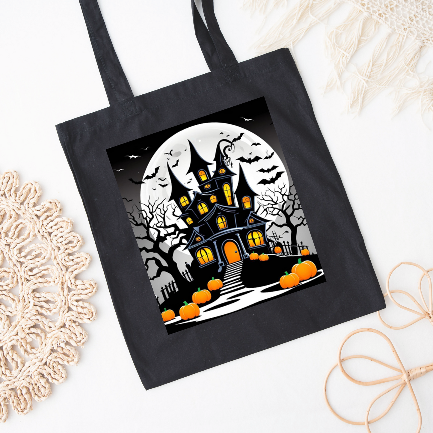 Halloween Haunted House Tote Bag