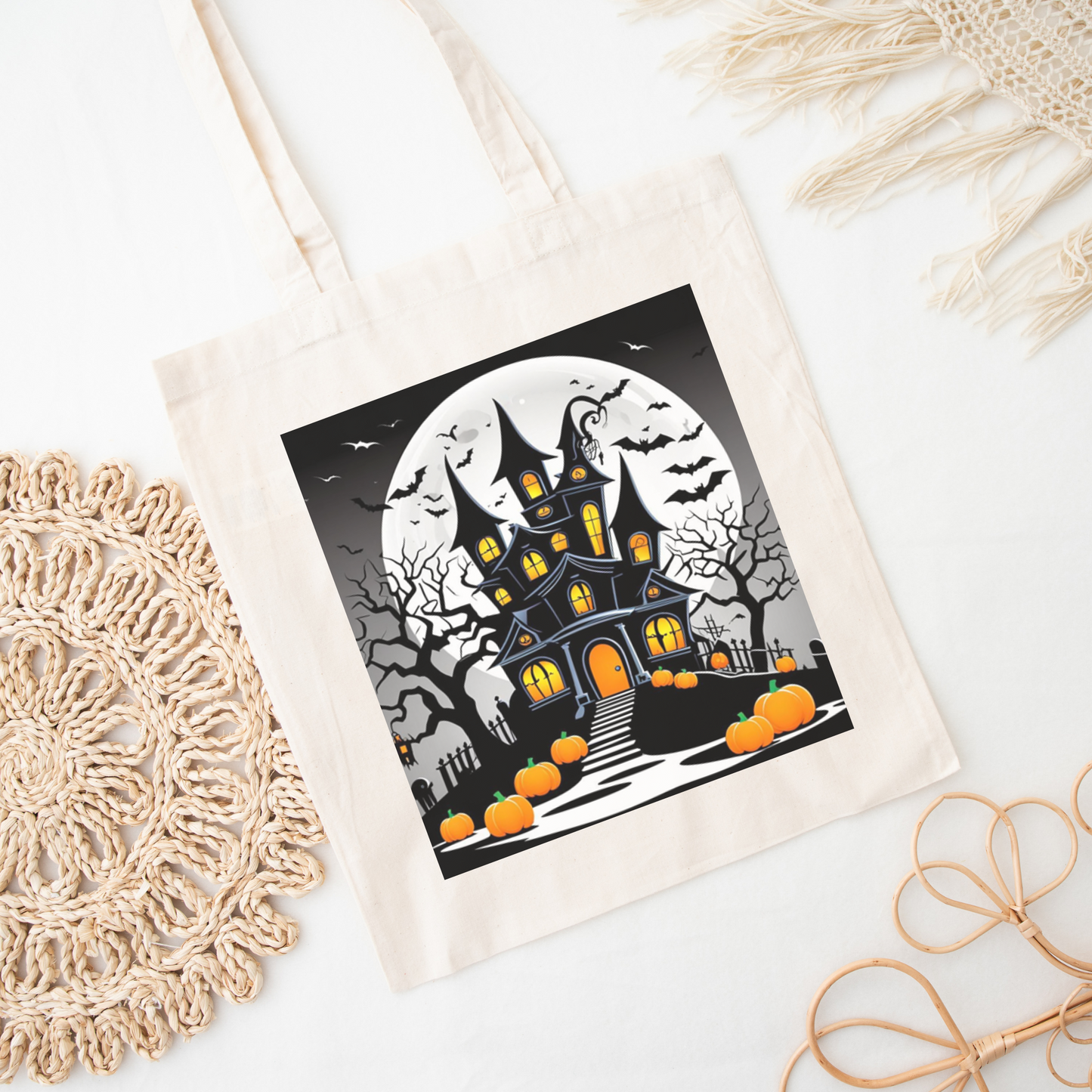 Halloween Haunted House Tote Bag