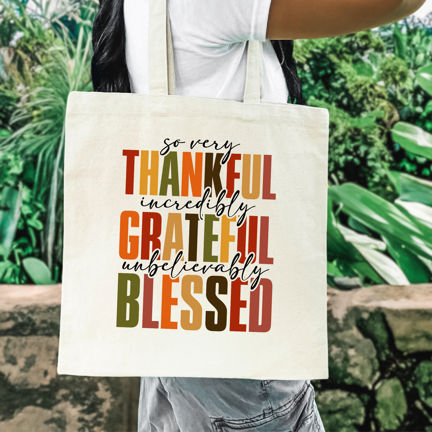 Thankful, Grateful, & Blessed, Tote Bag