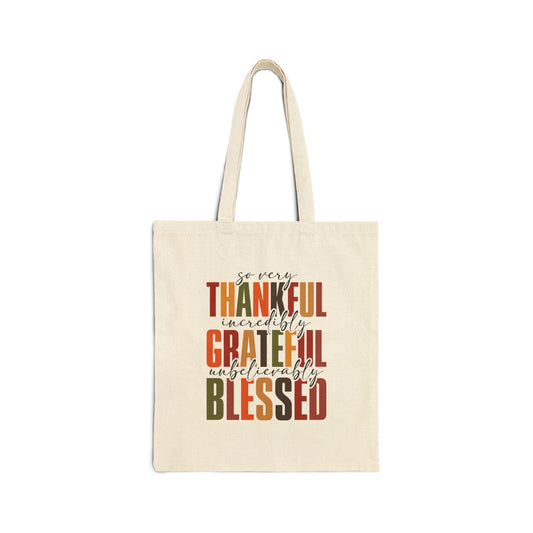 Thankful, Grateful,  & Blessed, Tote Bag