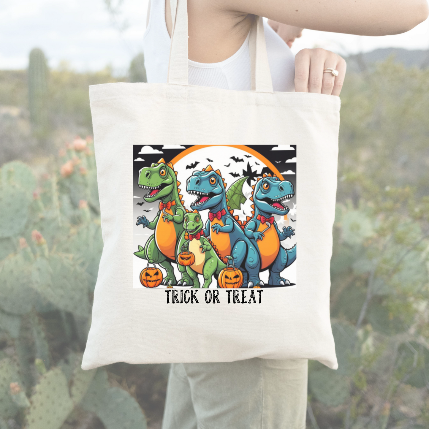 Halloween Dinosaur Tote Bag, Trick or Treat  Bag