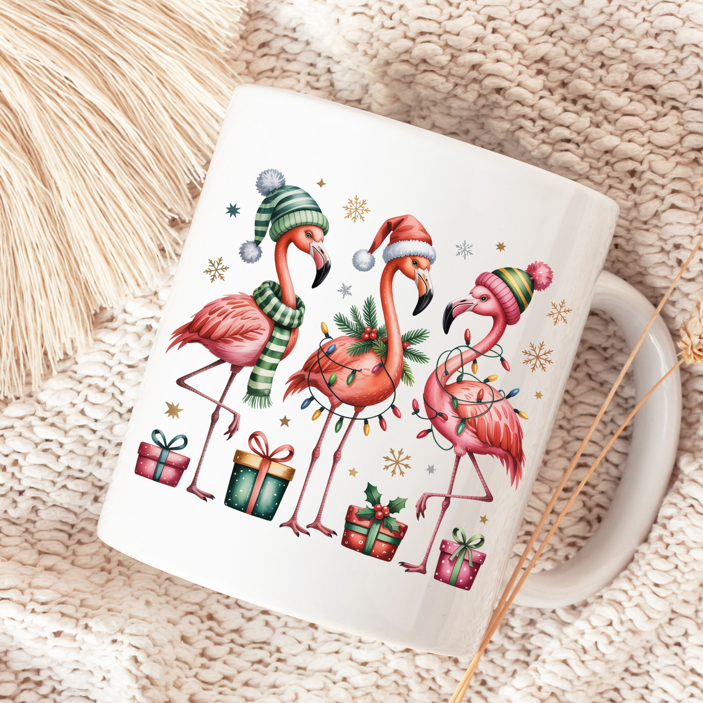 Festive Flamingo Christmas Mug