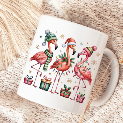 Festive Flamingo Christmas Mug