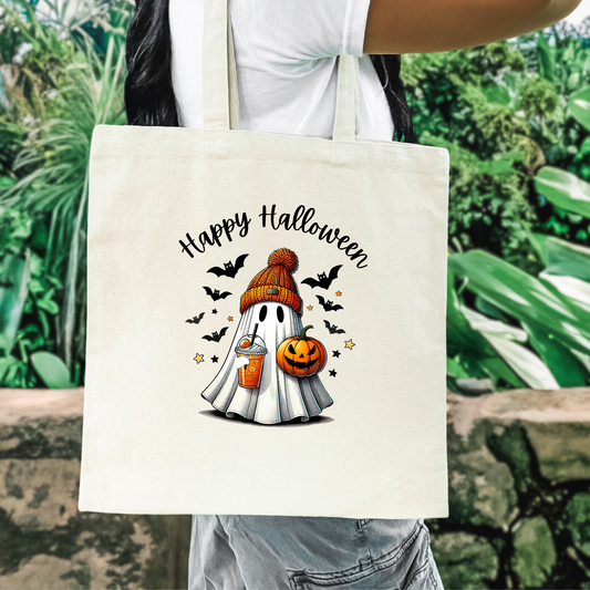 Halloween Ghost Cotton Canvas Tote Bag