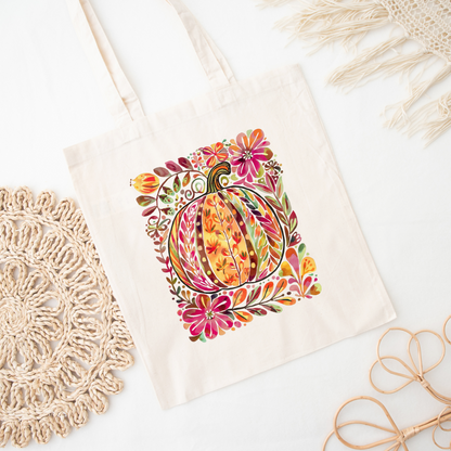 Boho Pumpkin Canvas Tote Bag